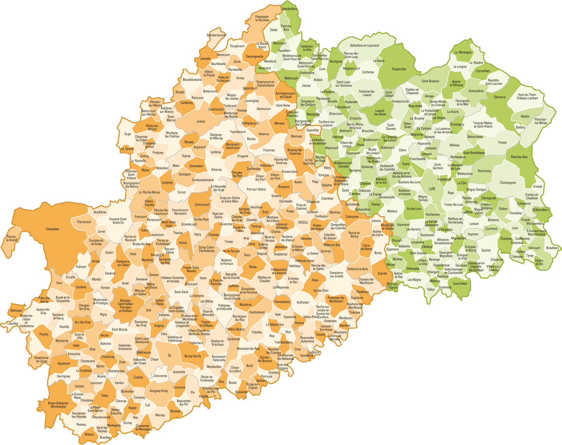 Carte de la HauteSaône HauteSaône carte du département 70