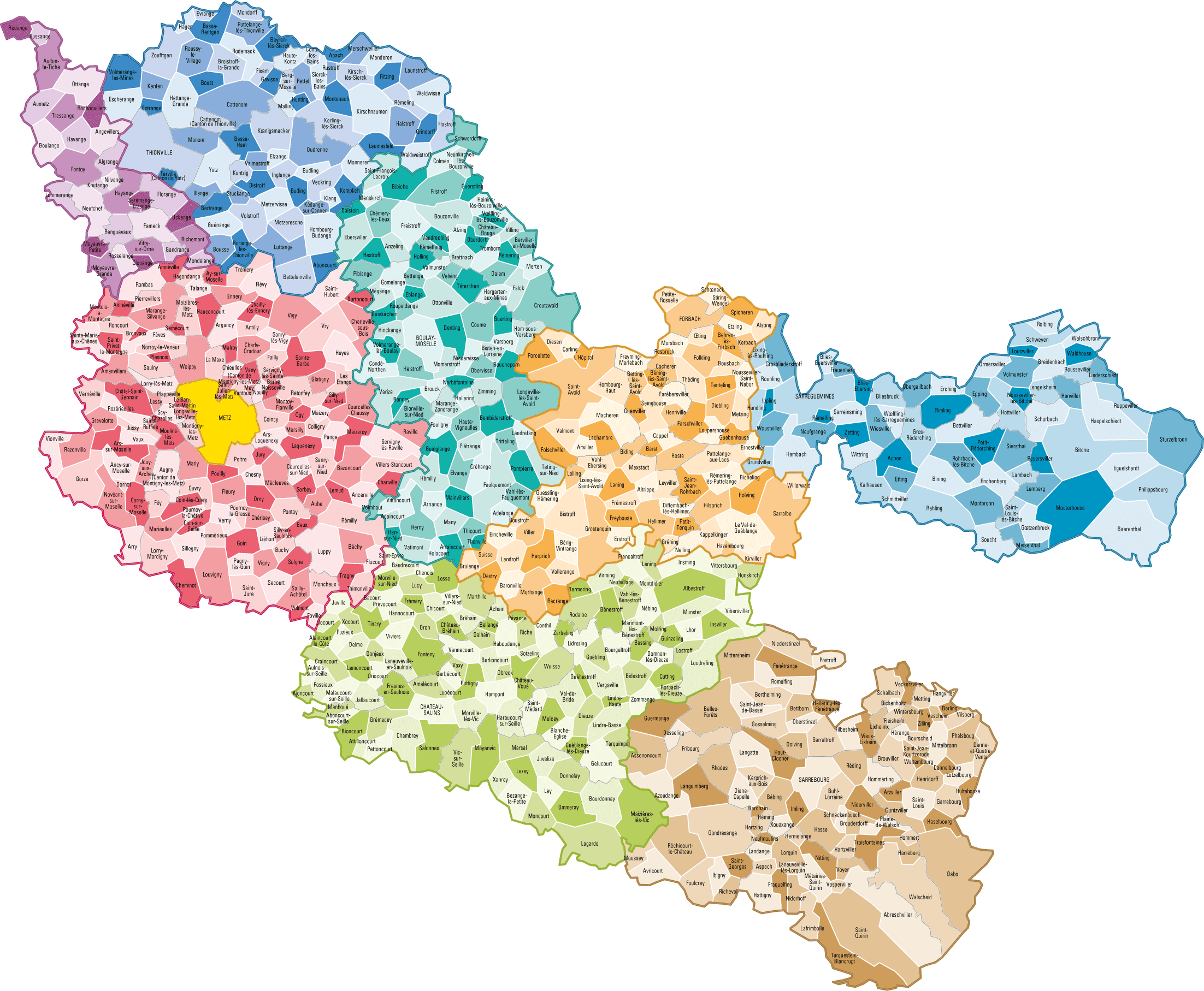 Carte des communes de la Moselle Carte des communes de la Moselle