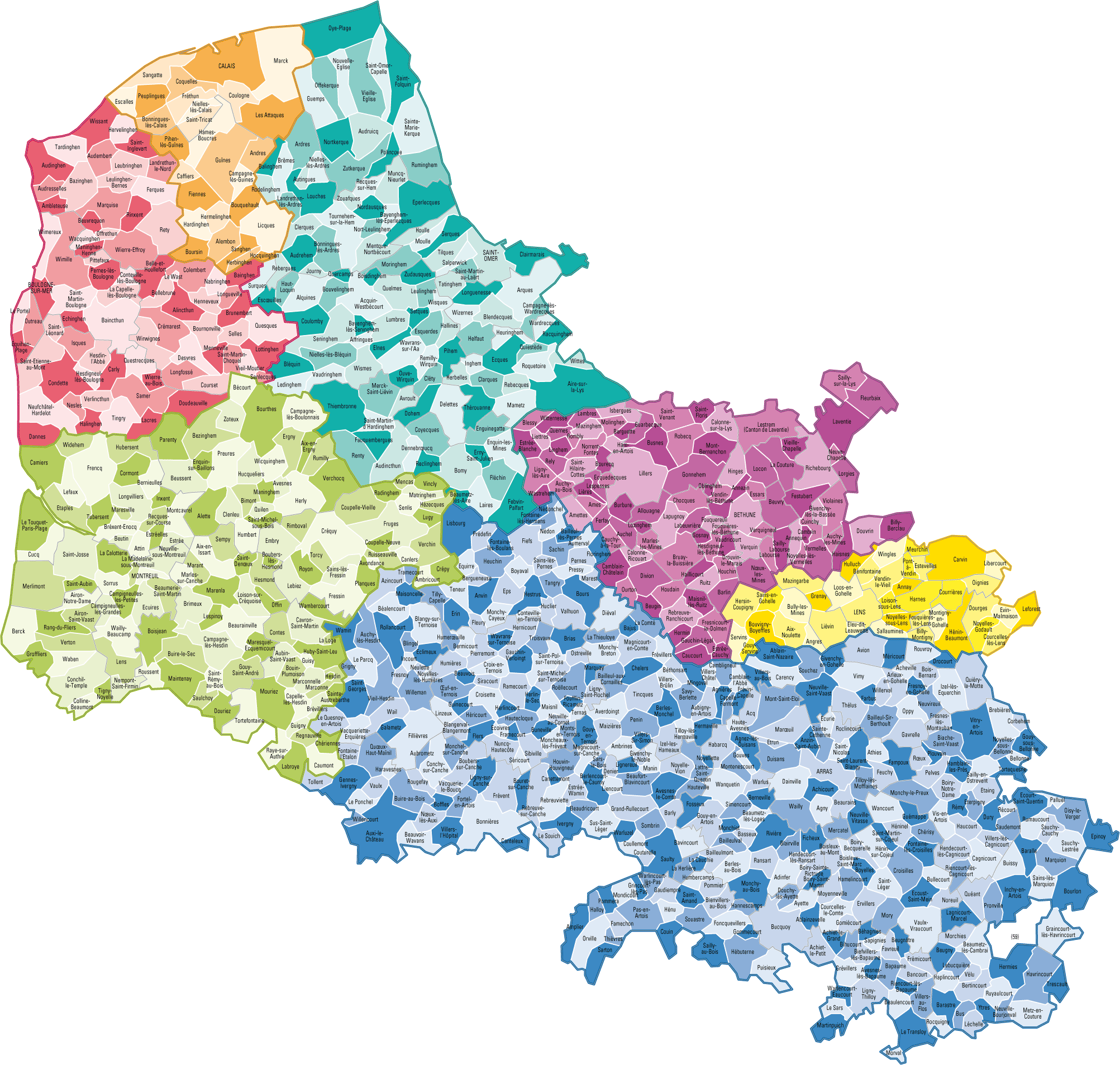 Carte du Pas-de-Calais - Pas-de-Calais carte du département 62