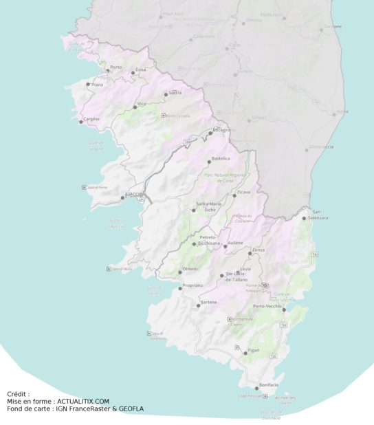 Carte de la Corse-du-Sud