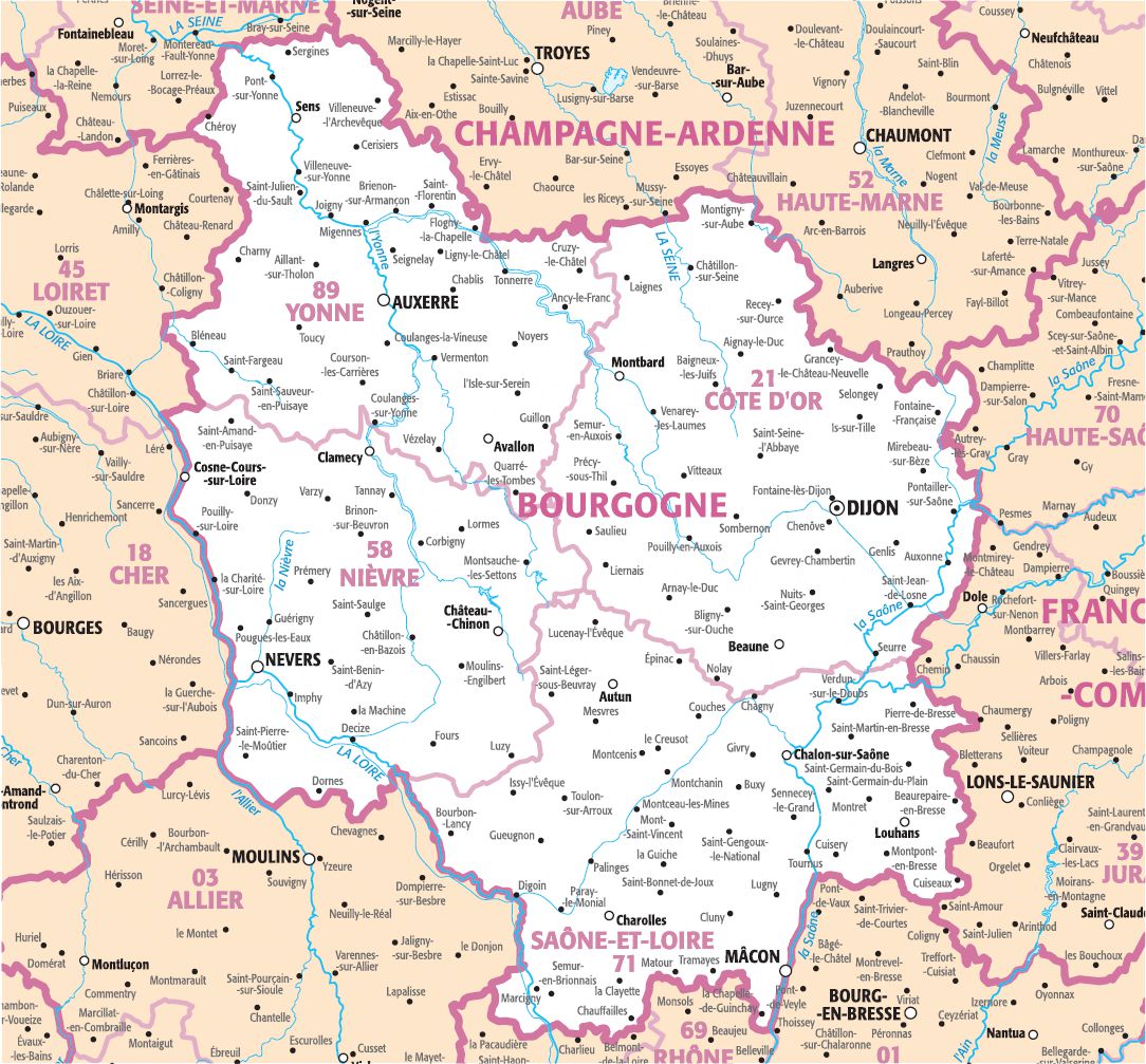 carte de la bourgogne - Image