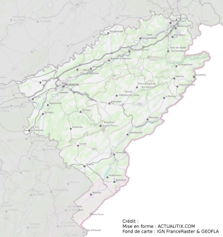 Carte du Doubs - Doubs carte du département 25 - villes, tourisme...