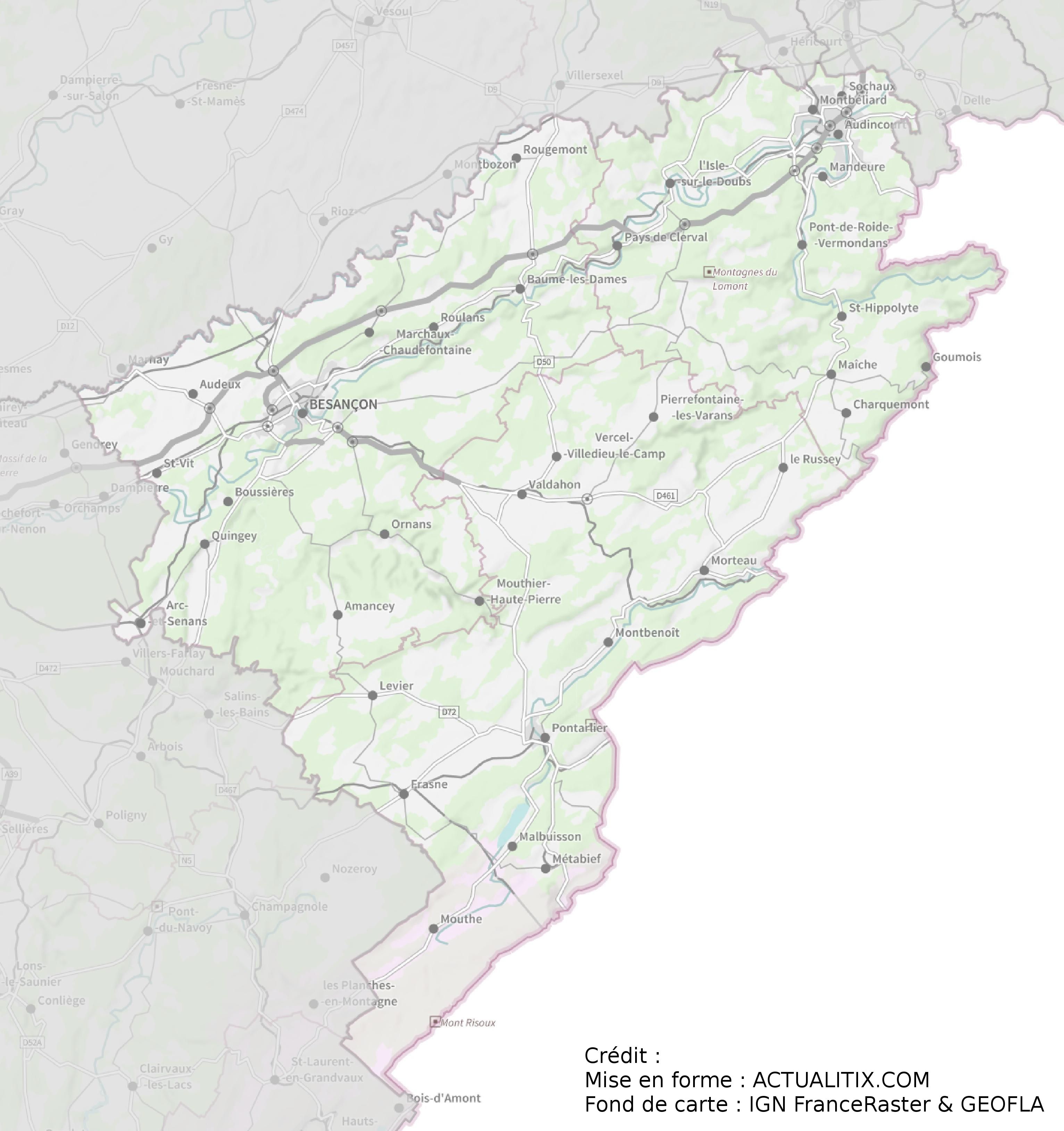 carte departement doubs