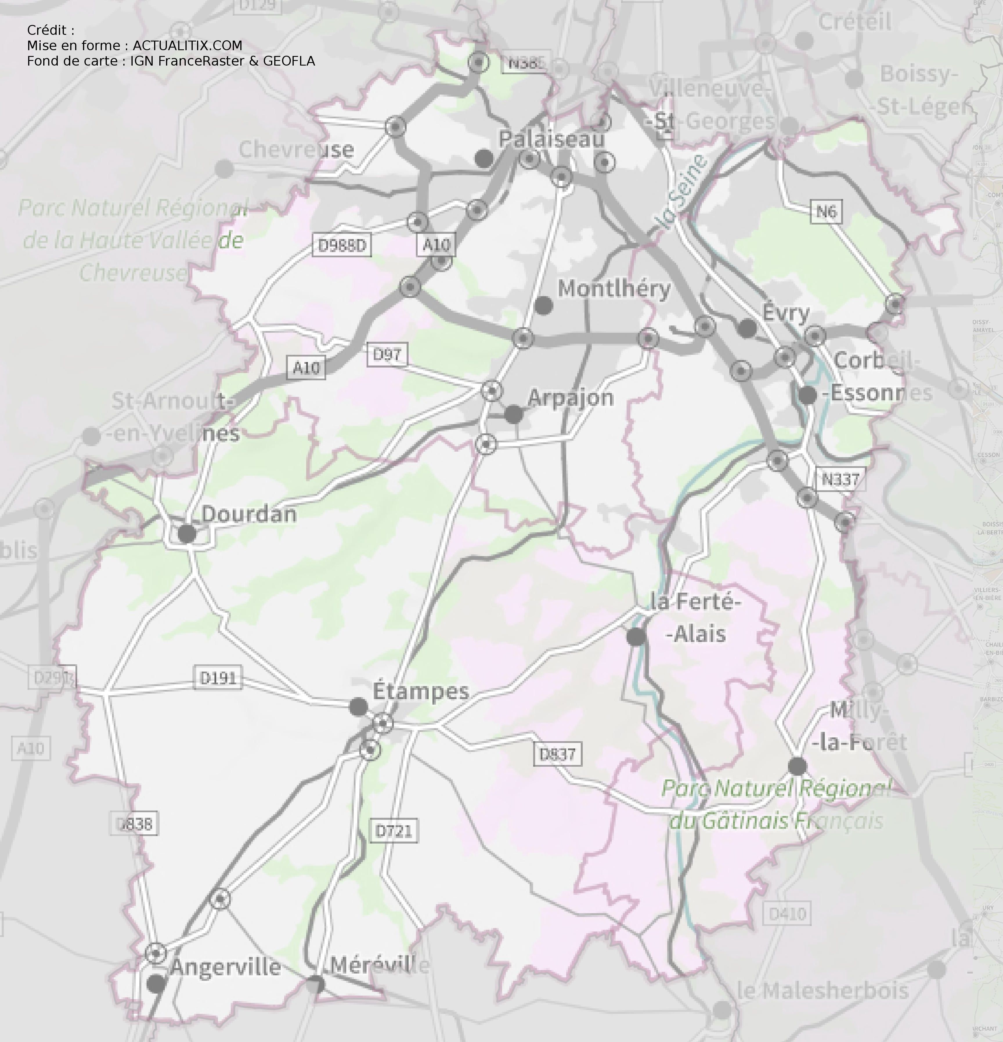 carte des villes en essonne