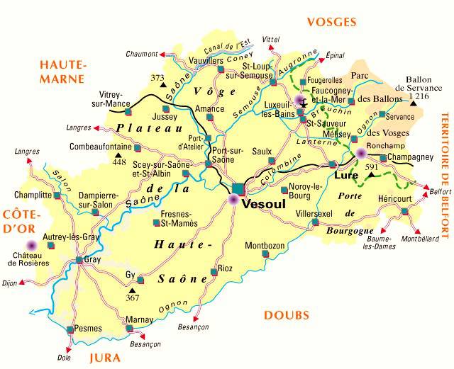 Carte de la Haute-Saône - Politique Carte de la Haute-Saône - Politique