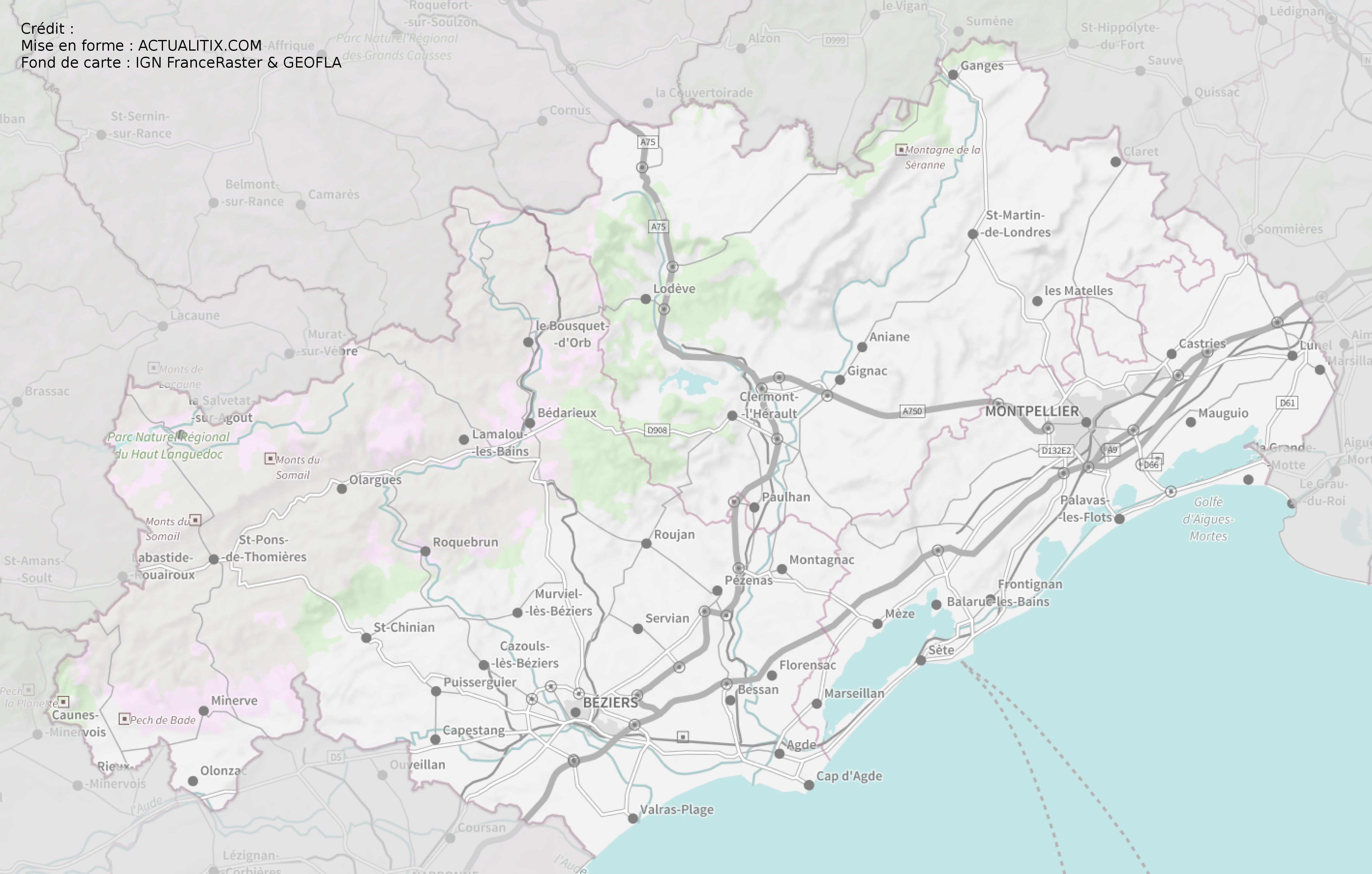 Carte de l'Hérault - Hérault carte du département 34 - villes, tourisme...