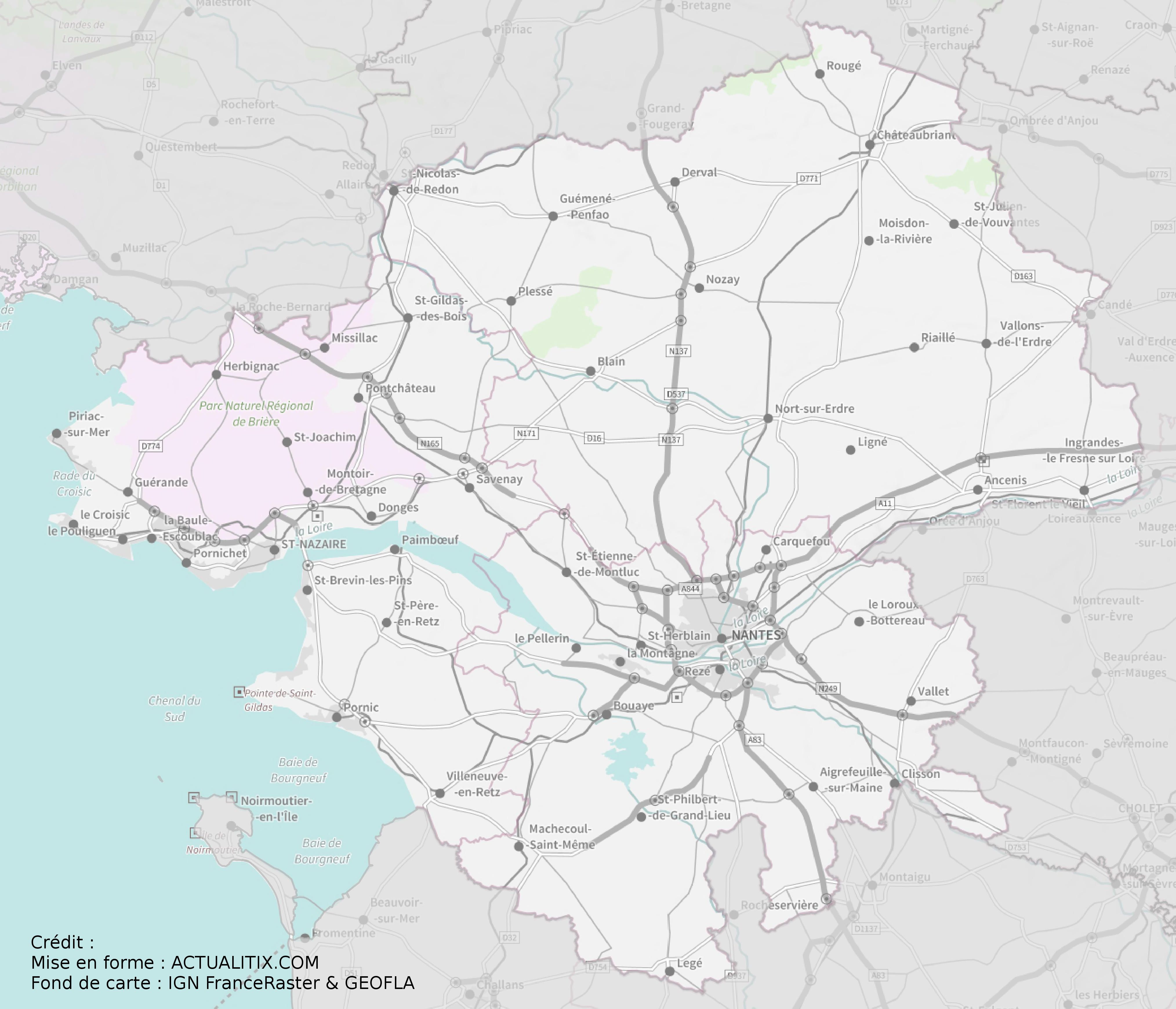 carte loire atlantique morbihan