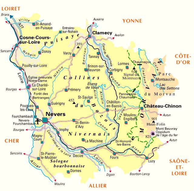 Carte de la Nièvre - Politique Carte de la Nièvre - Politique