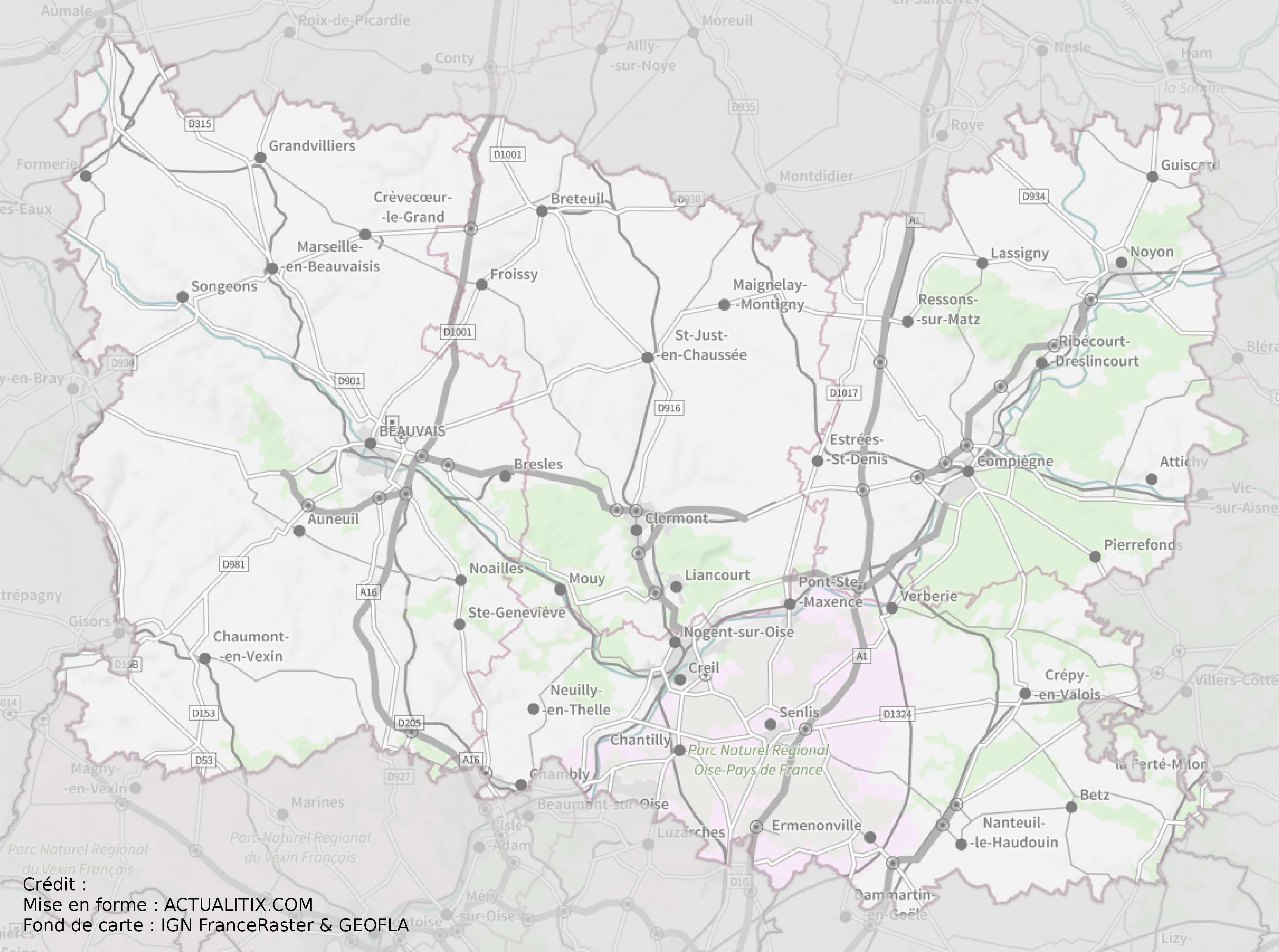 Carte De L Oise Oise Carte Du Departement 60 Villes Sites Touristiques