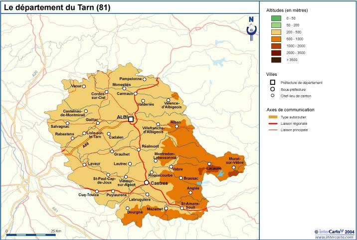 Carte des reliefs du Tarn Carte des reliefs du Tarn