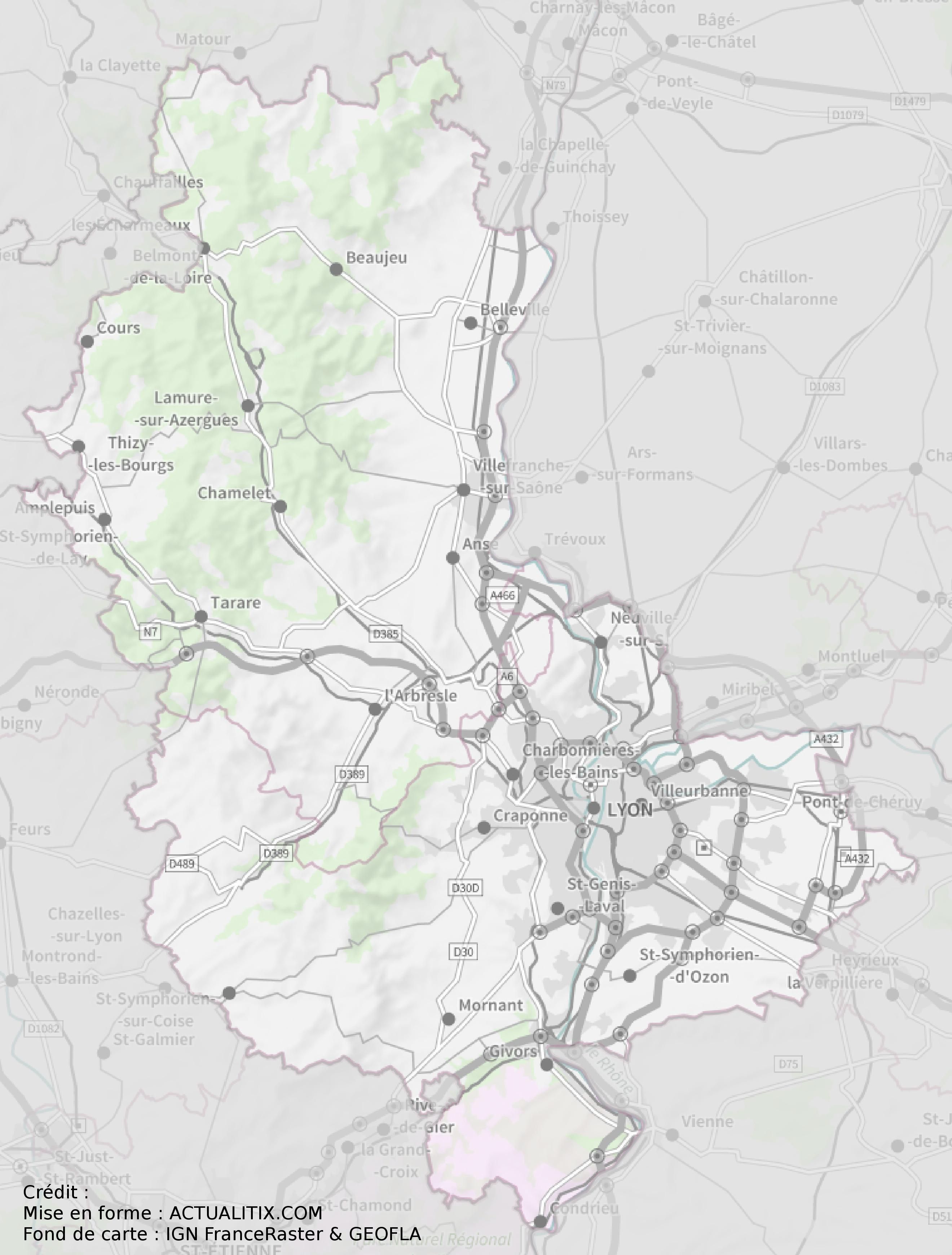 departement du rhone carte