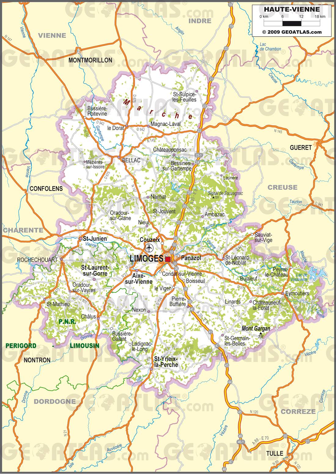 Carte routière de la Haute-Vienne Carte routière de la Haute-Vienne