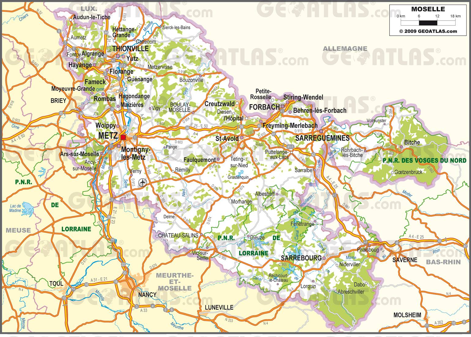 Carte routière de la Moselle Carte routière de la Moselle