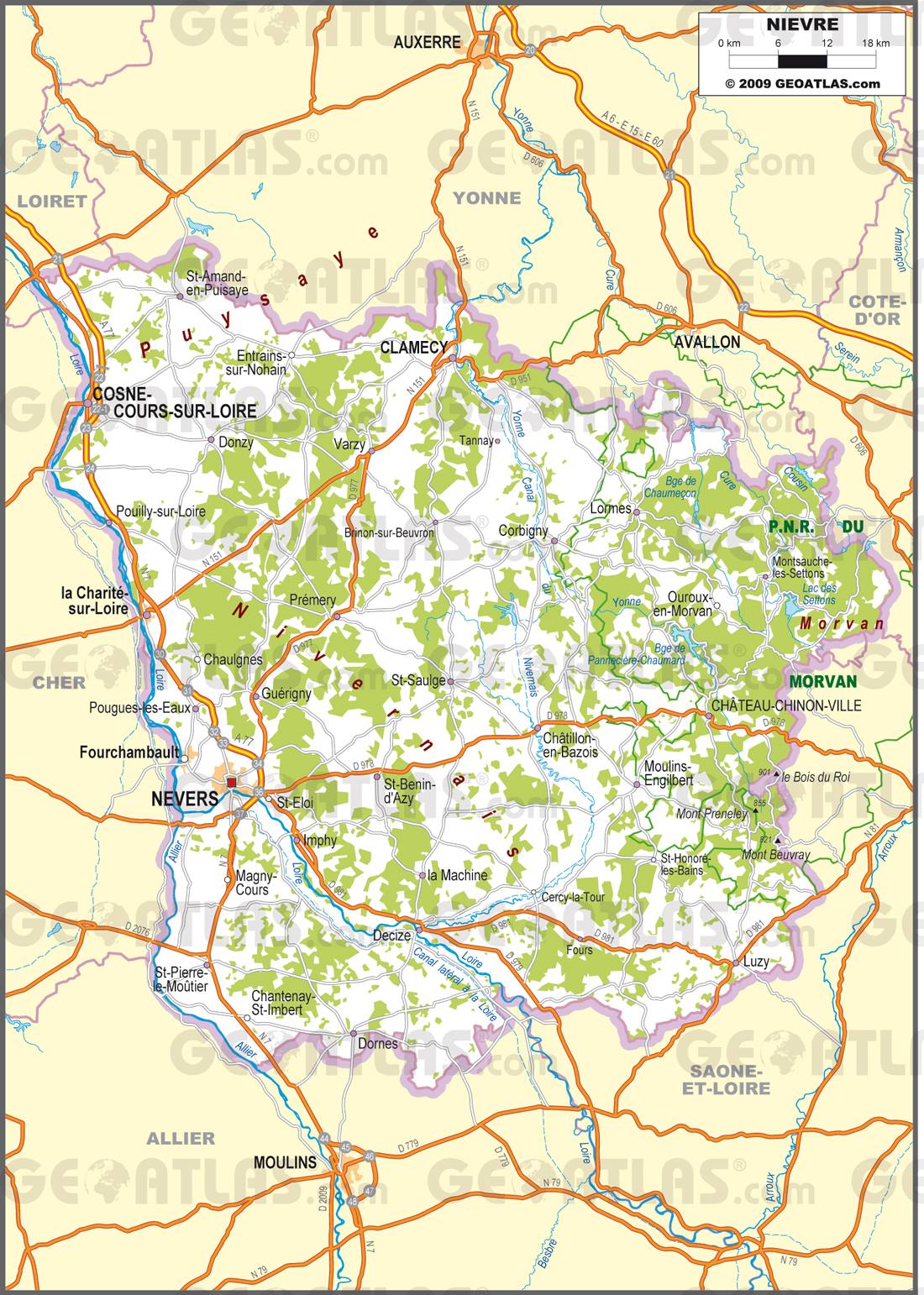Carte de la Nièvre - Nièvre carte du département 58 ... Carte de la Nièvre - Nièvre carte du département 58 ...