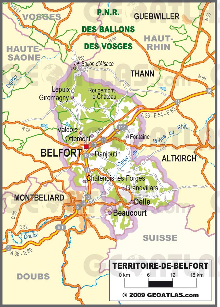 Carte routière du Territoire de Belfort Carte routière du Territoire de Belfort