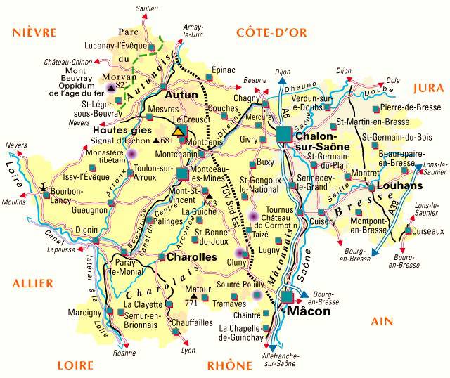 Carte de la Saône-et-Loire - Politique Carte de la Saône-et-Loire - Politique