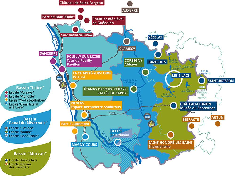 Carte des sites touristiques de la Nièvre Carte des sites touristiques de la Nièvre