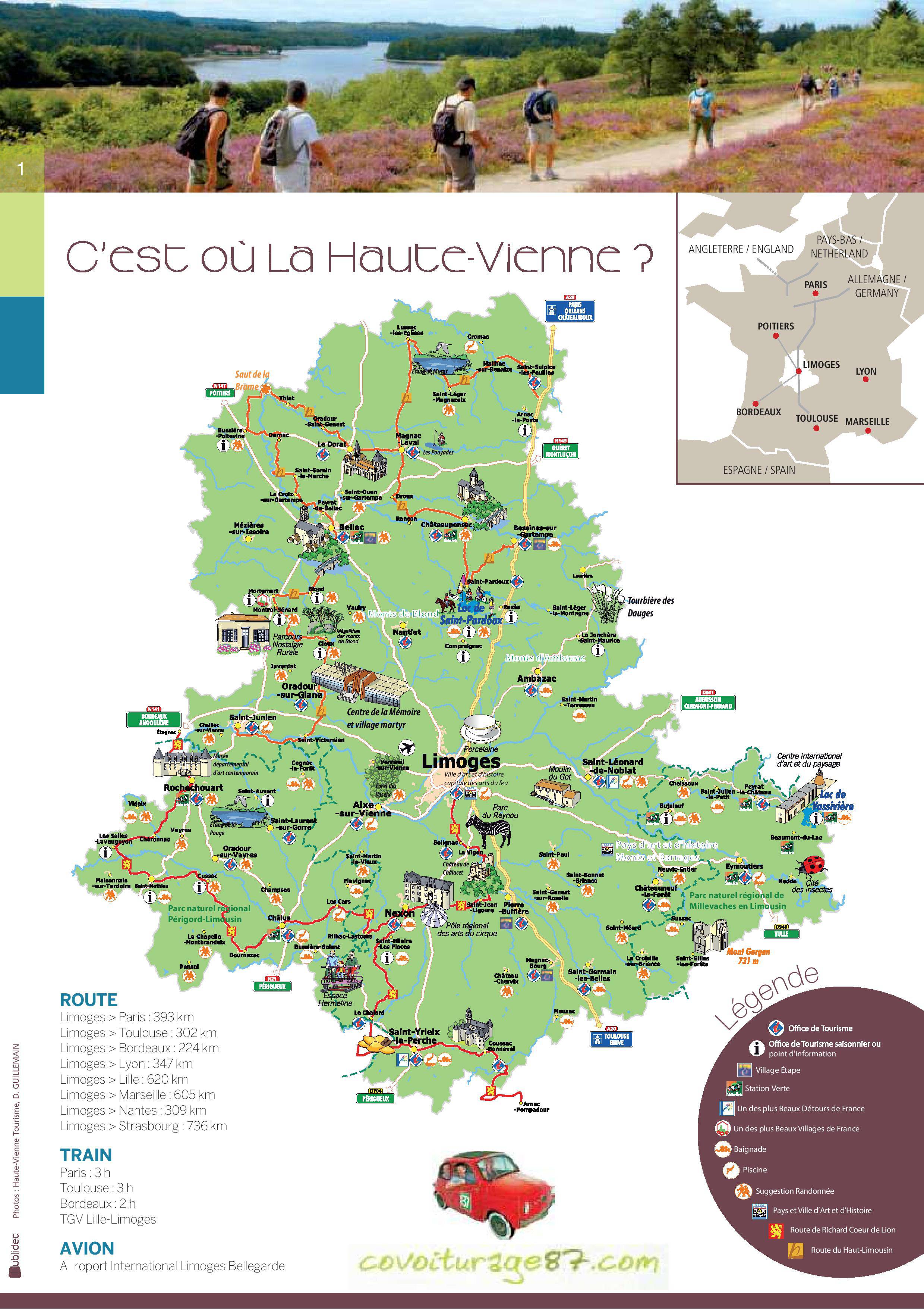 Carte des sites touristiques de la Haute-Vienne Carte des sites touristiques de la Haute-Vienne