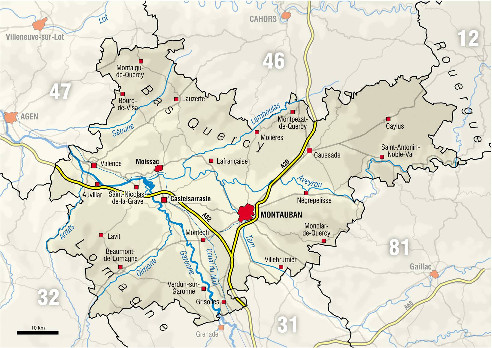 carte du tarn et garonne