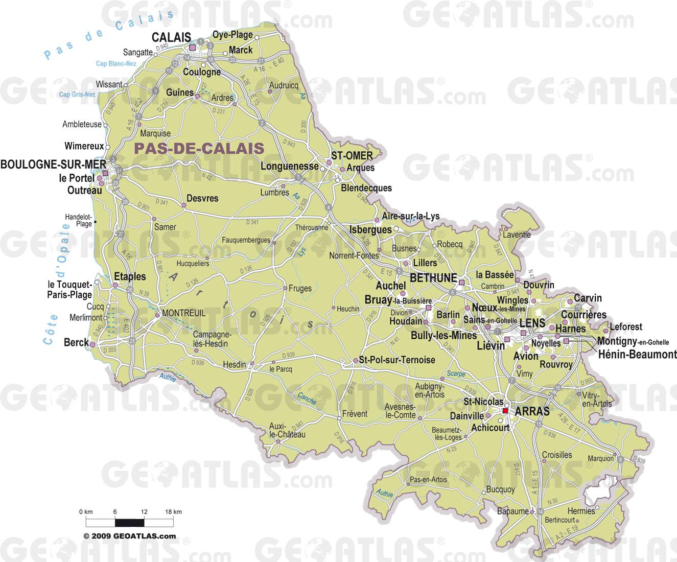 Carte des villes du Pas-de-Calais Carte des villes du Pas-de-Calais
