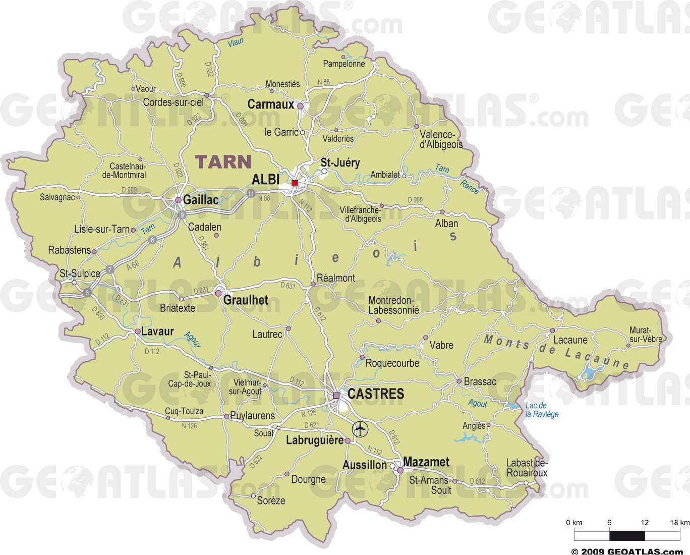 Carte des villes du Tarn Carte des villes du Tarn