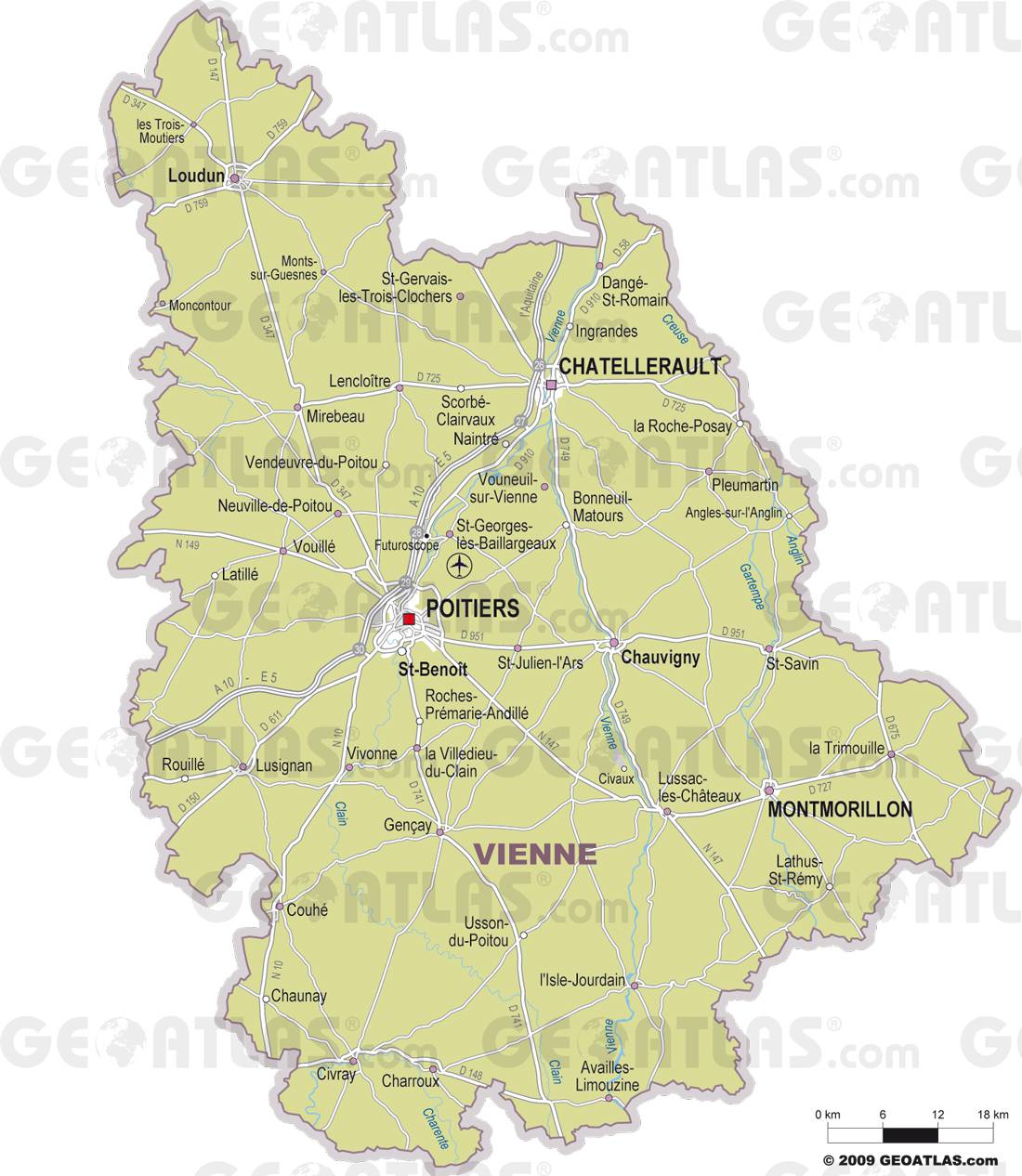 Carte de la Vienne - Vienne carte du département 86 ...