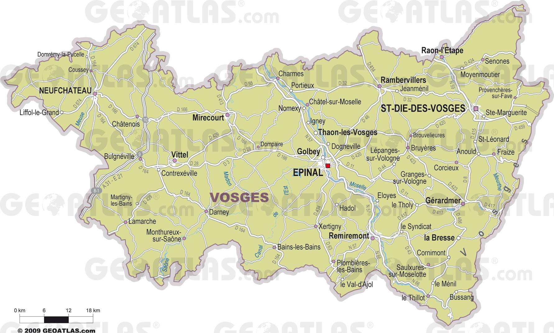 Ville Du Nord 4 Lettres Carte des Vosges - Vosges carte du département 88 - villes, tourisme...