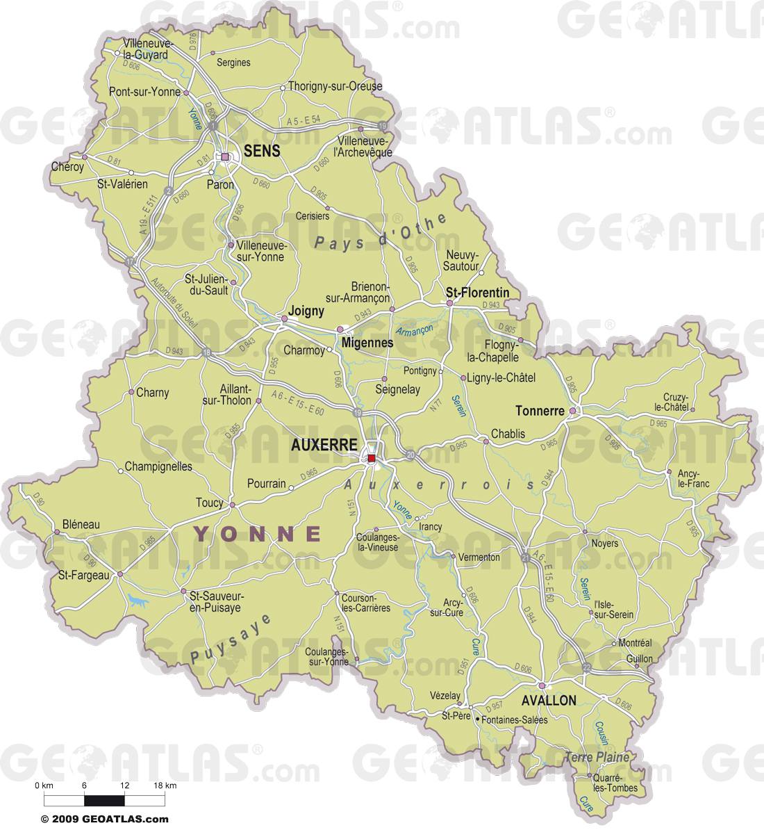 Carte des villes de l'Yonne Carte des villes de l'Yonne