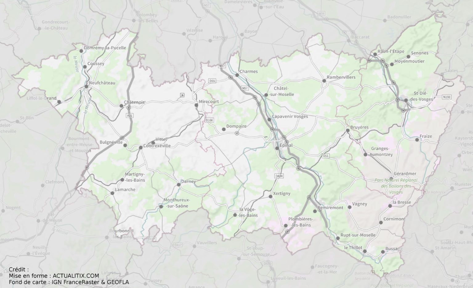 Carte des Vosges Vosges carte du département 88 villes, tourisme...