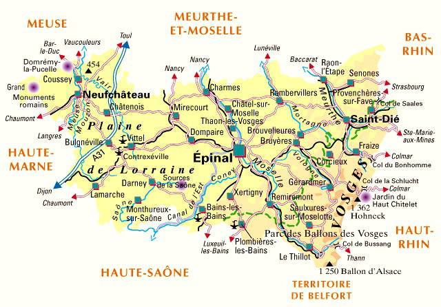 Carte des Vosges - Politique Carte des Vosges - Politique