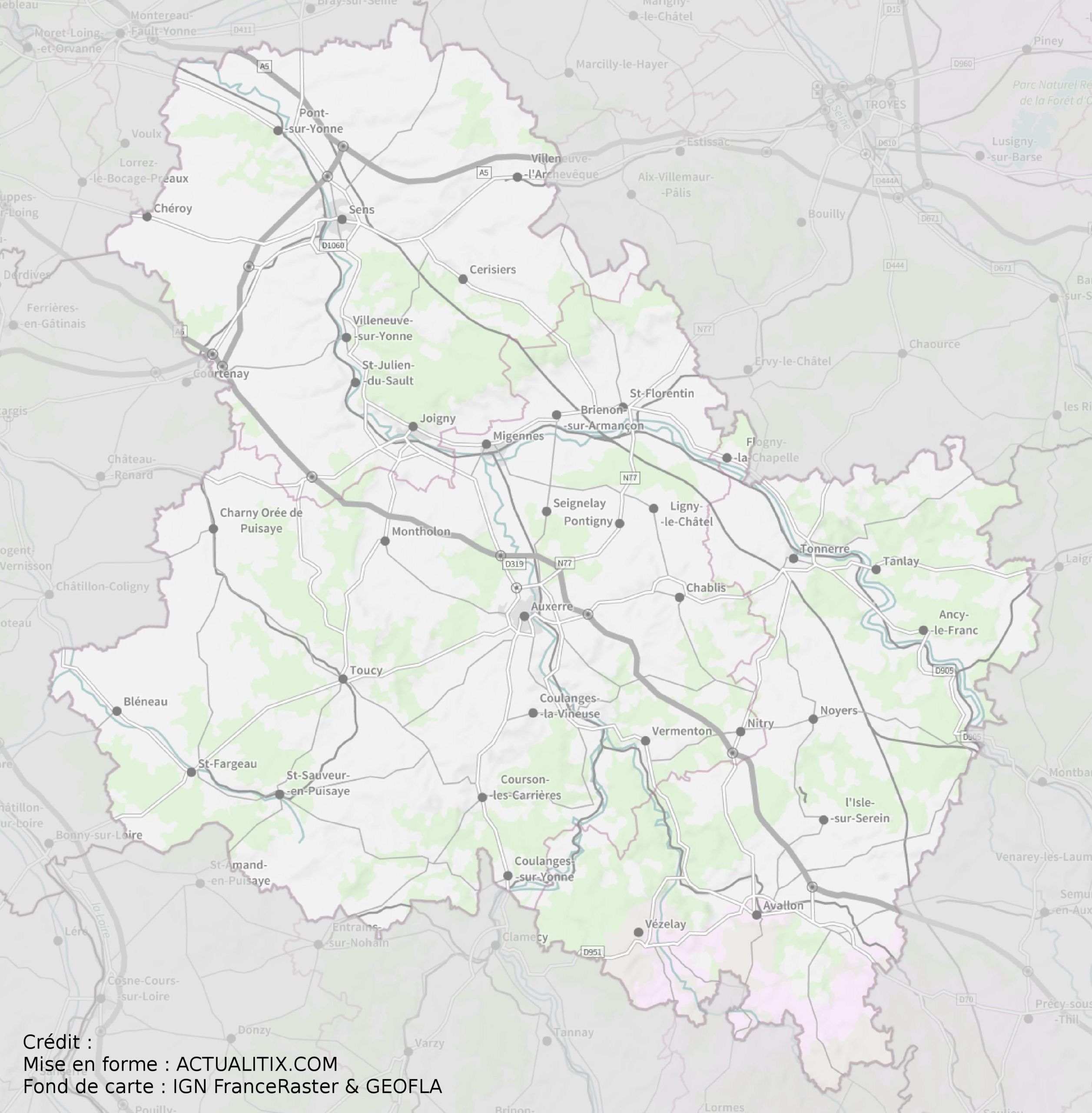 département 89 yonne carte