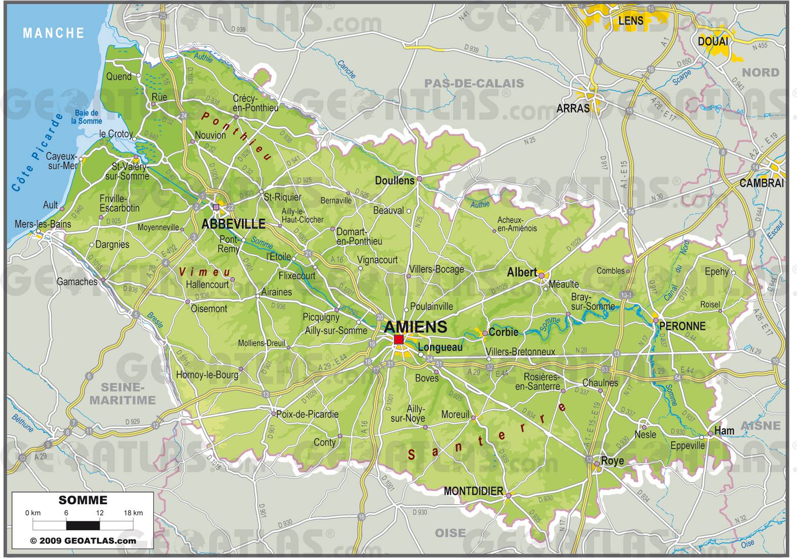 Carte de la Somme - Somme carte du département 80 - villes, tourisme