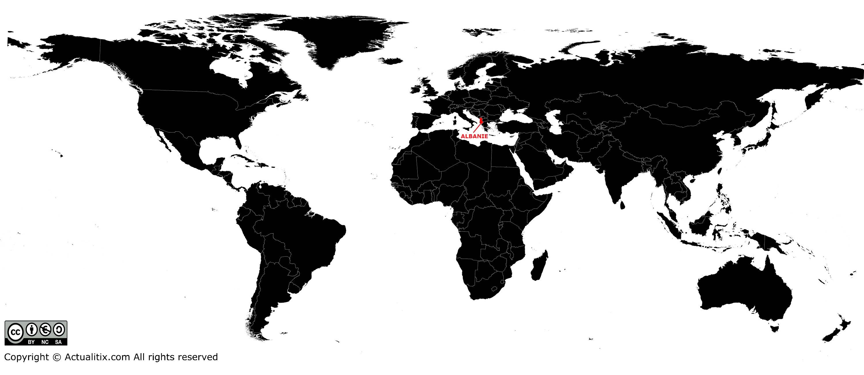 Albanie sur une carte du monde