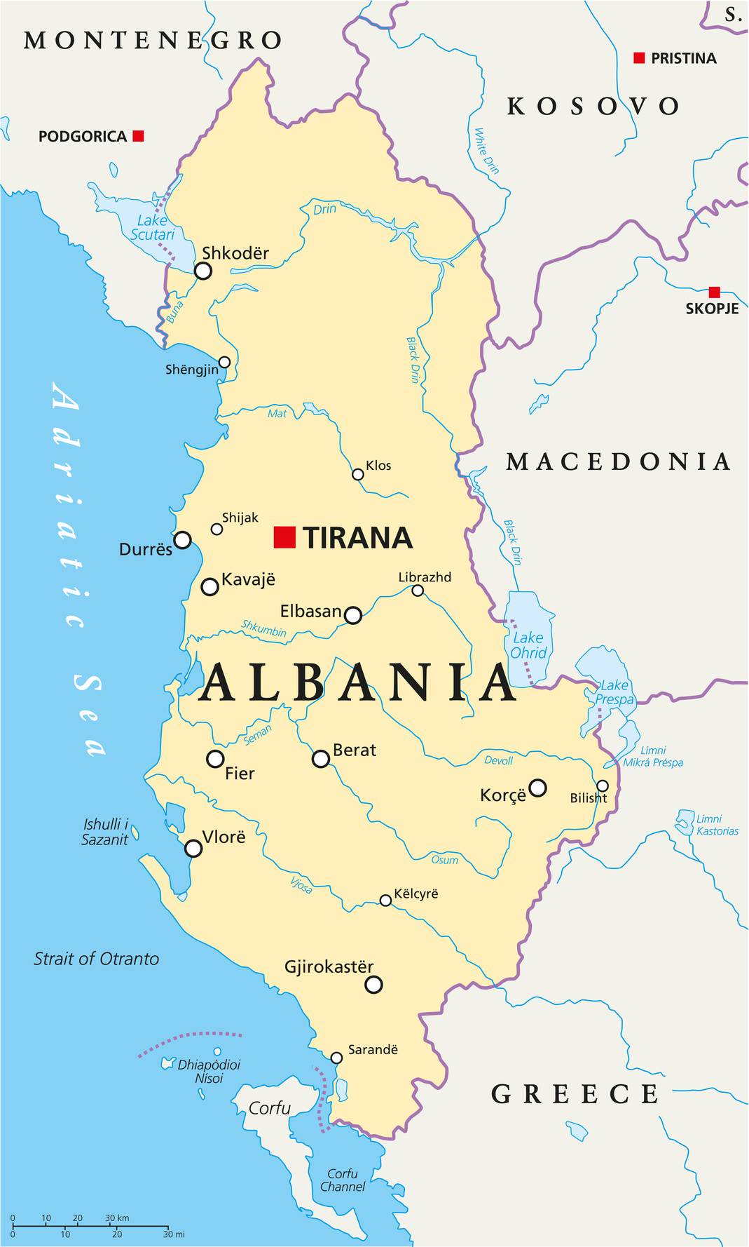 Carte de l'Albanie - Plusieurs cartes du pays des Balkans