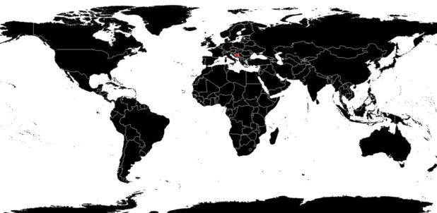 Bosnie sur une carte du monde