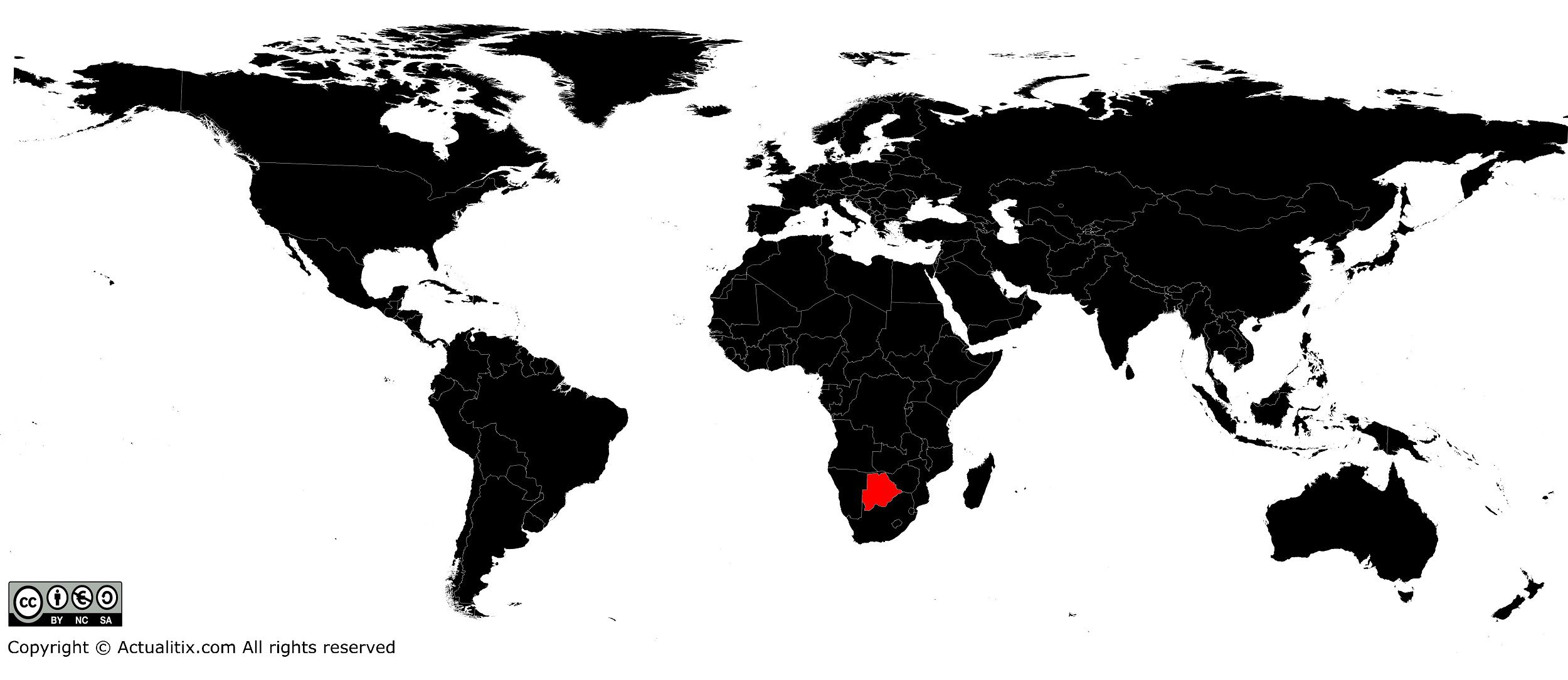 Botswana sur une carte du monde