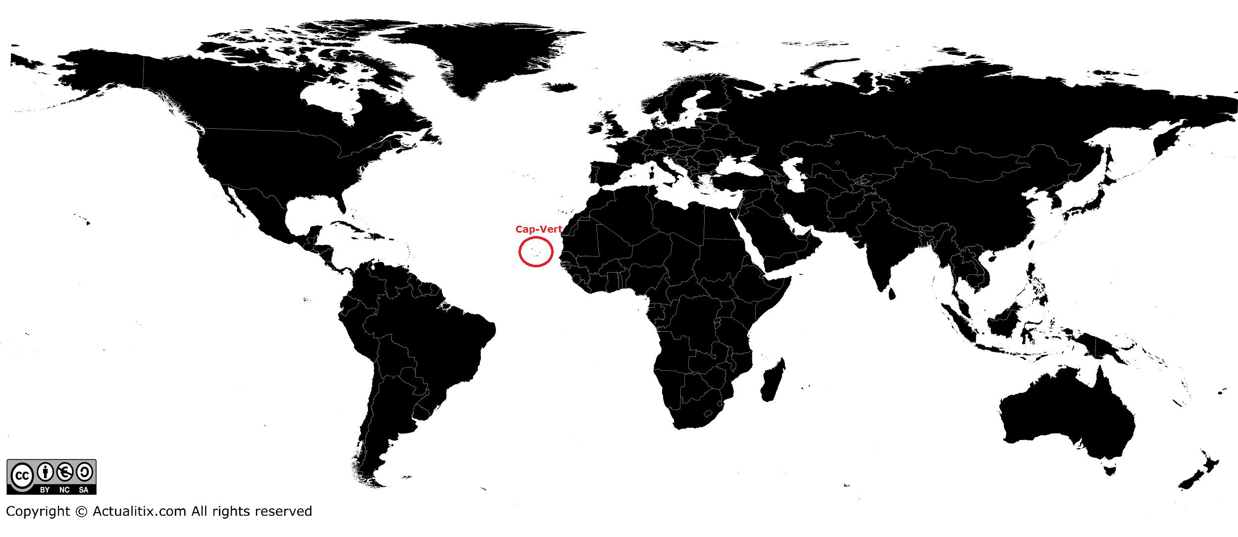 Cap-Vert sur une carte du monde