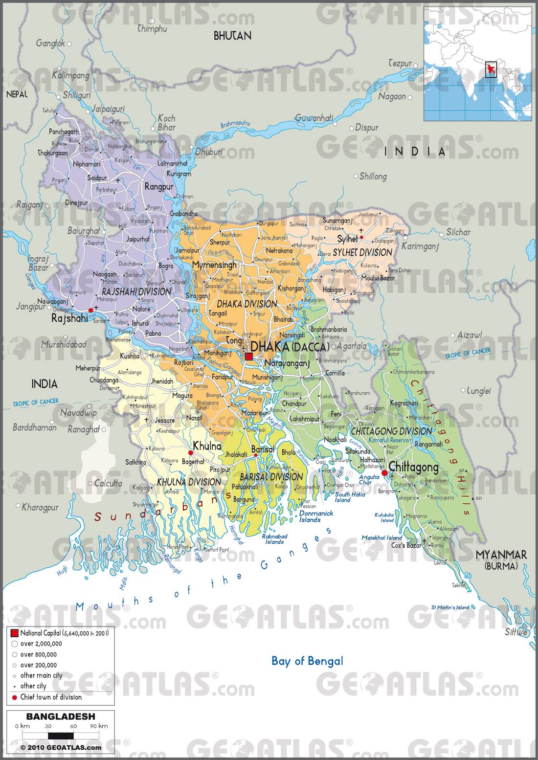 Carte administrative du Bangladesh Carte administrative du Bangladesh