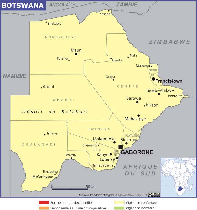Carte administrative du Botswana