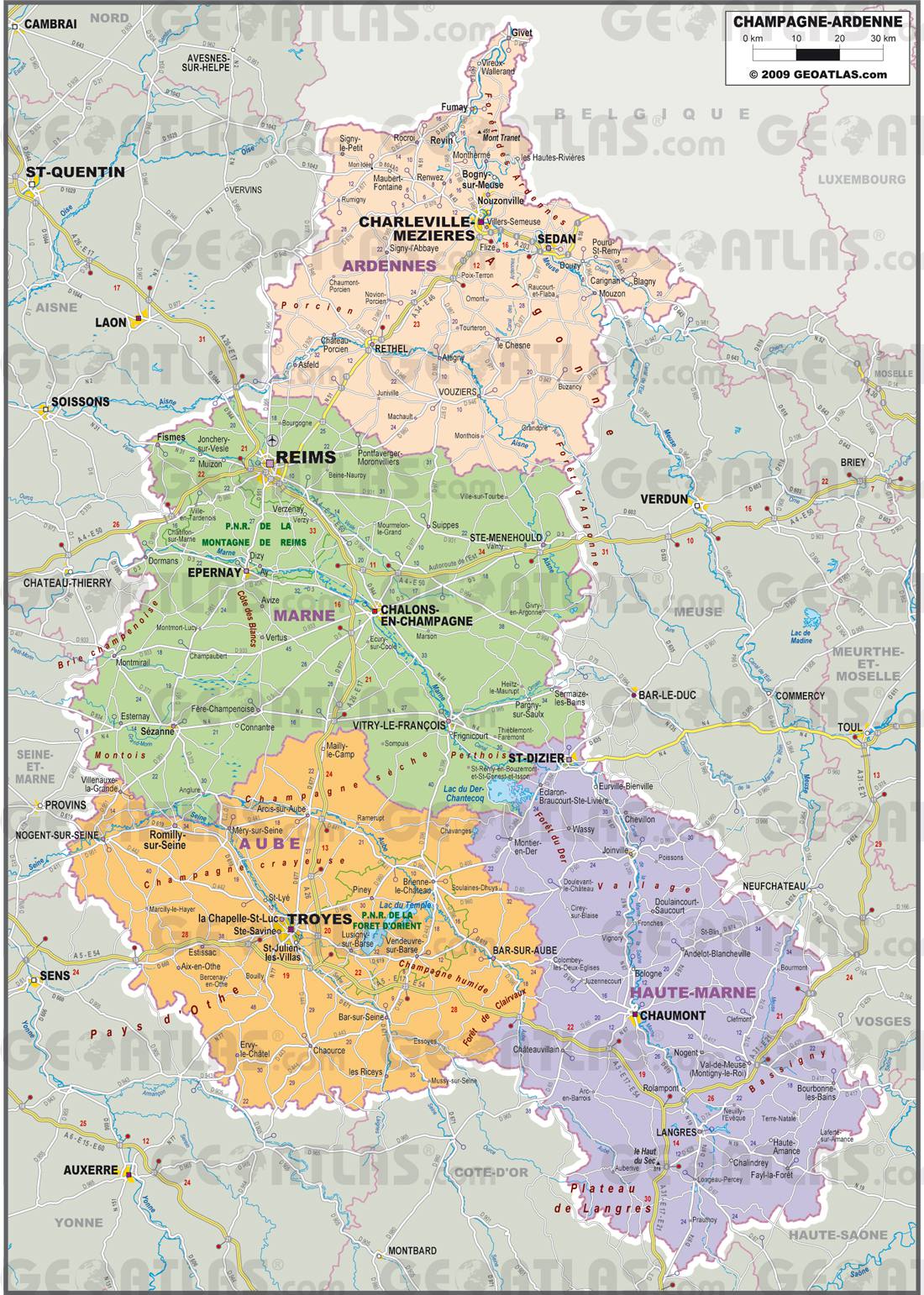 Carte administrative de la Champagne-Ardenne Carte administrative de la Champagne-Ardenne