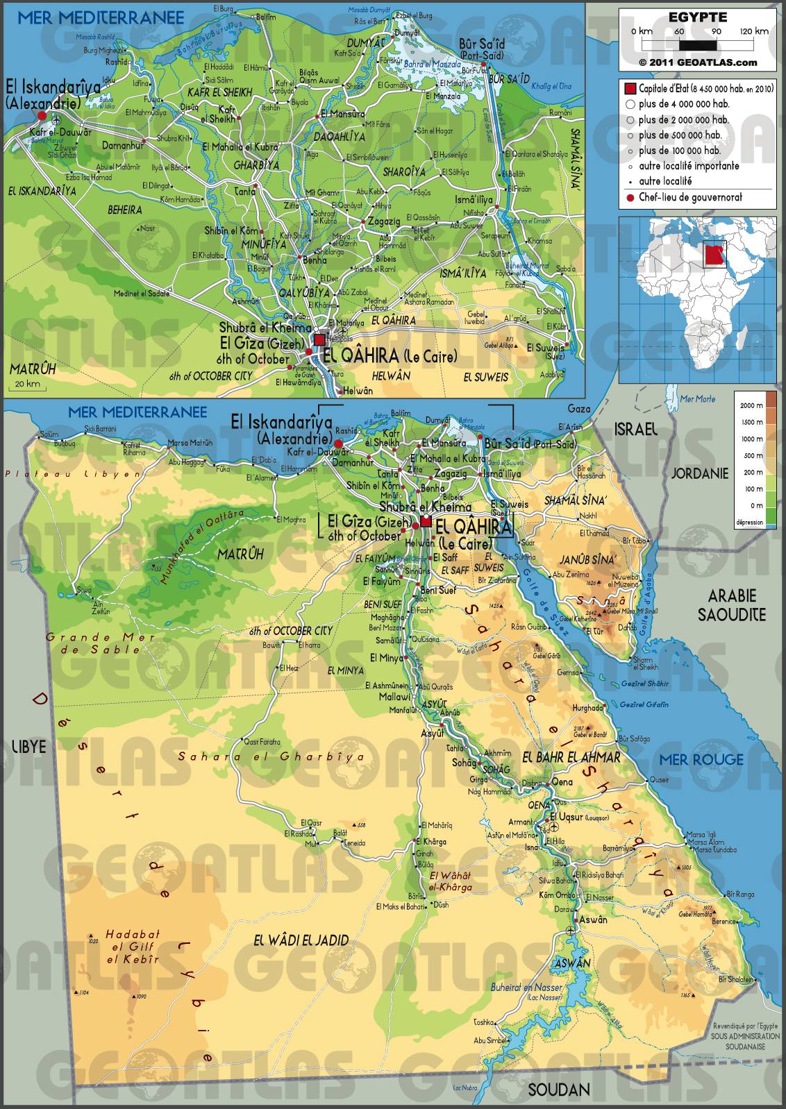 Carte administrative de l'Egypte Carte administrative de l'Egypte