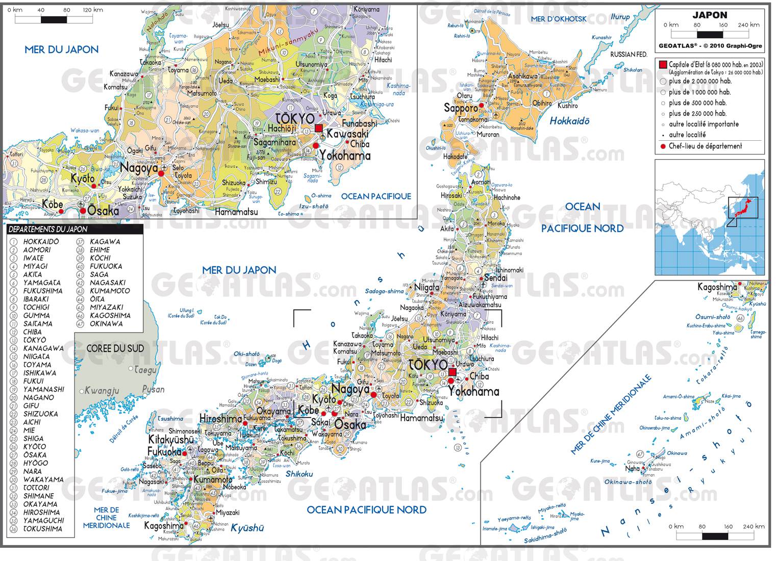 Carte administrative du Japon Carte administrative du Japon