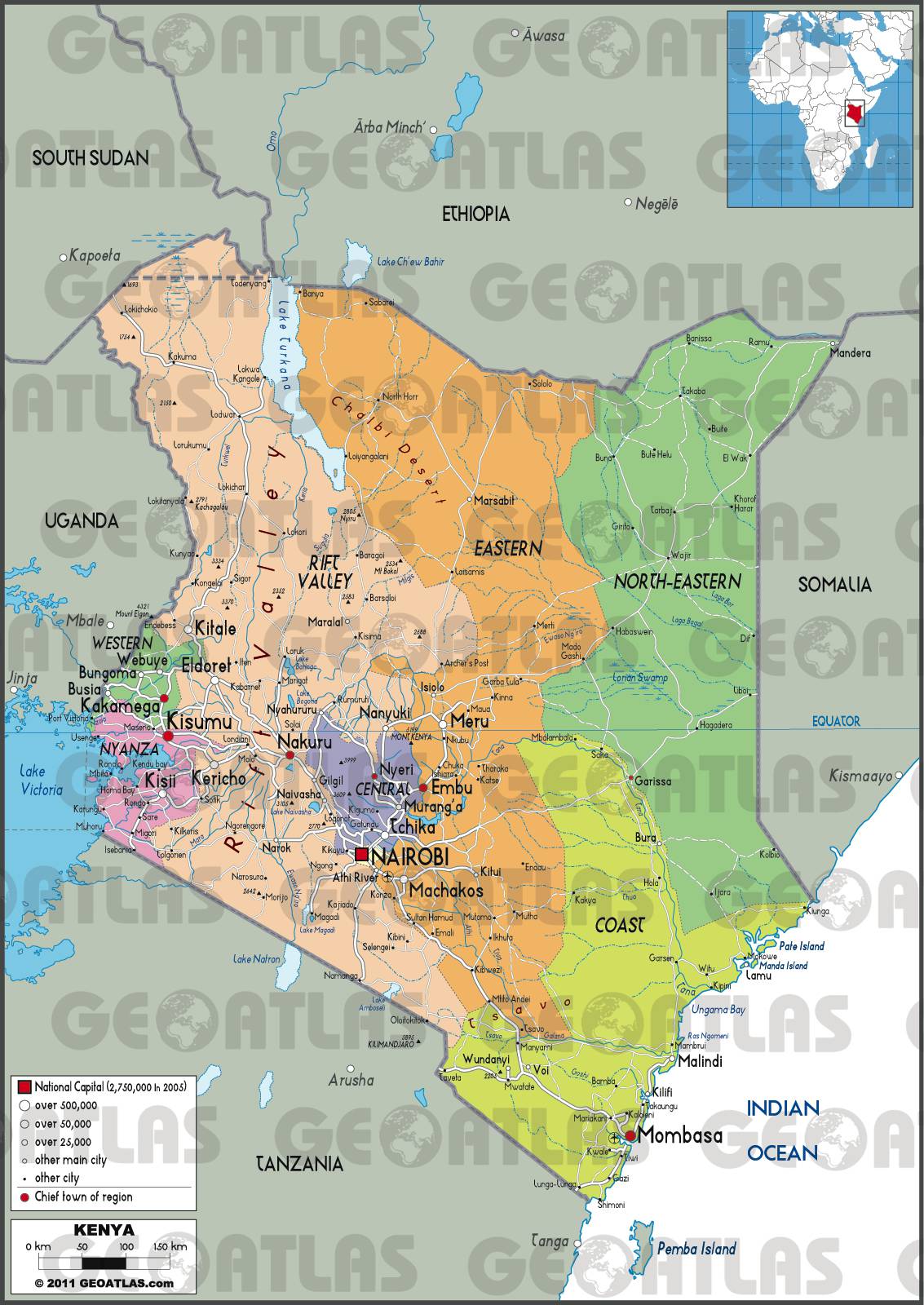Carte administrative du Kenya Carte administrative du Kenya