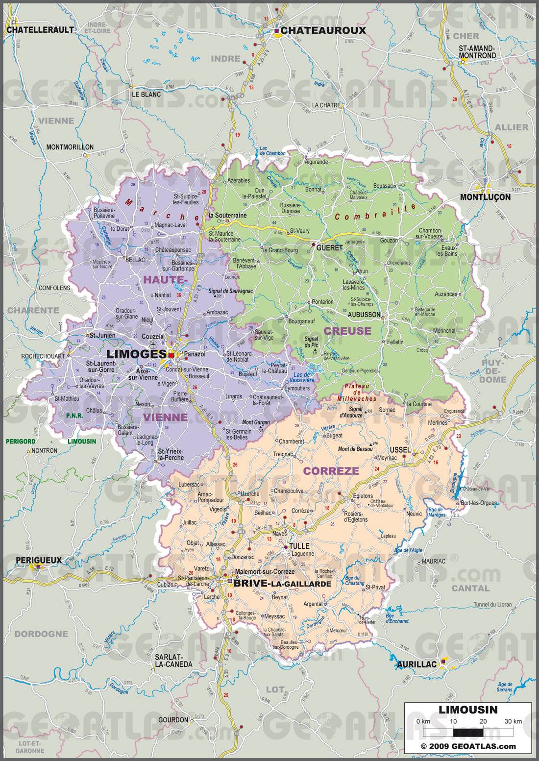Carte administrative du Limousin Carte administrative du Limousin