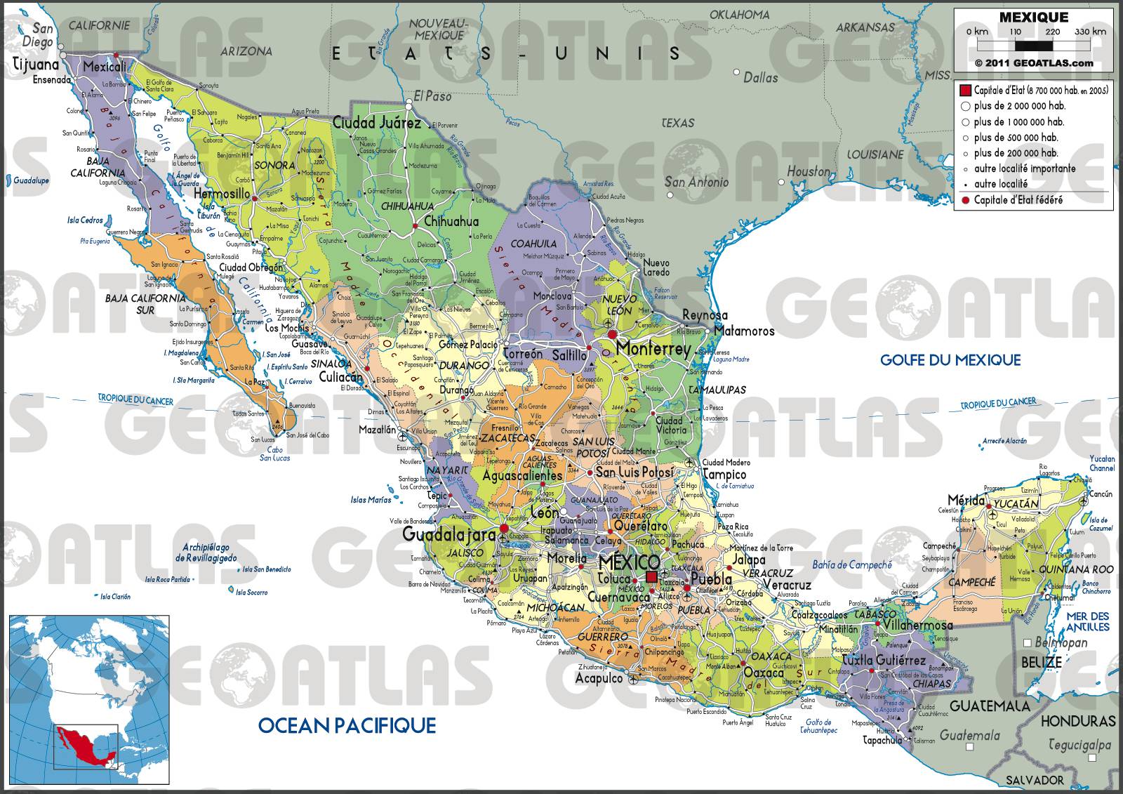 Carte administrative du Mexique Carte administrative du Mexique