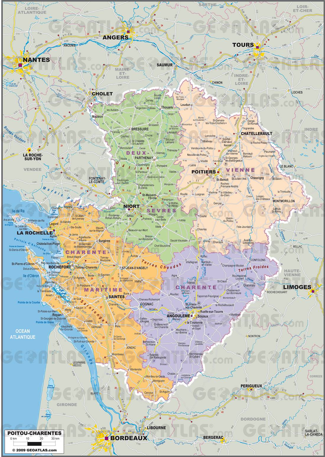 Map Of Poitou Charentes Region