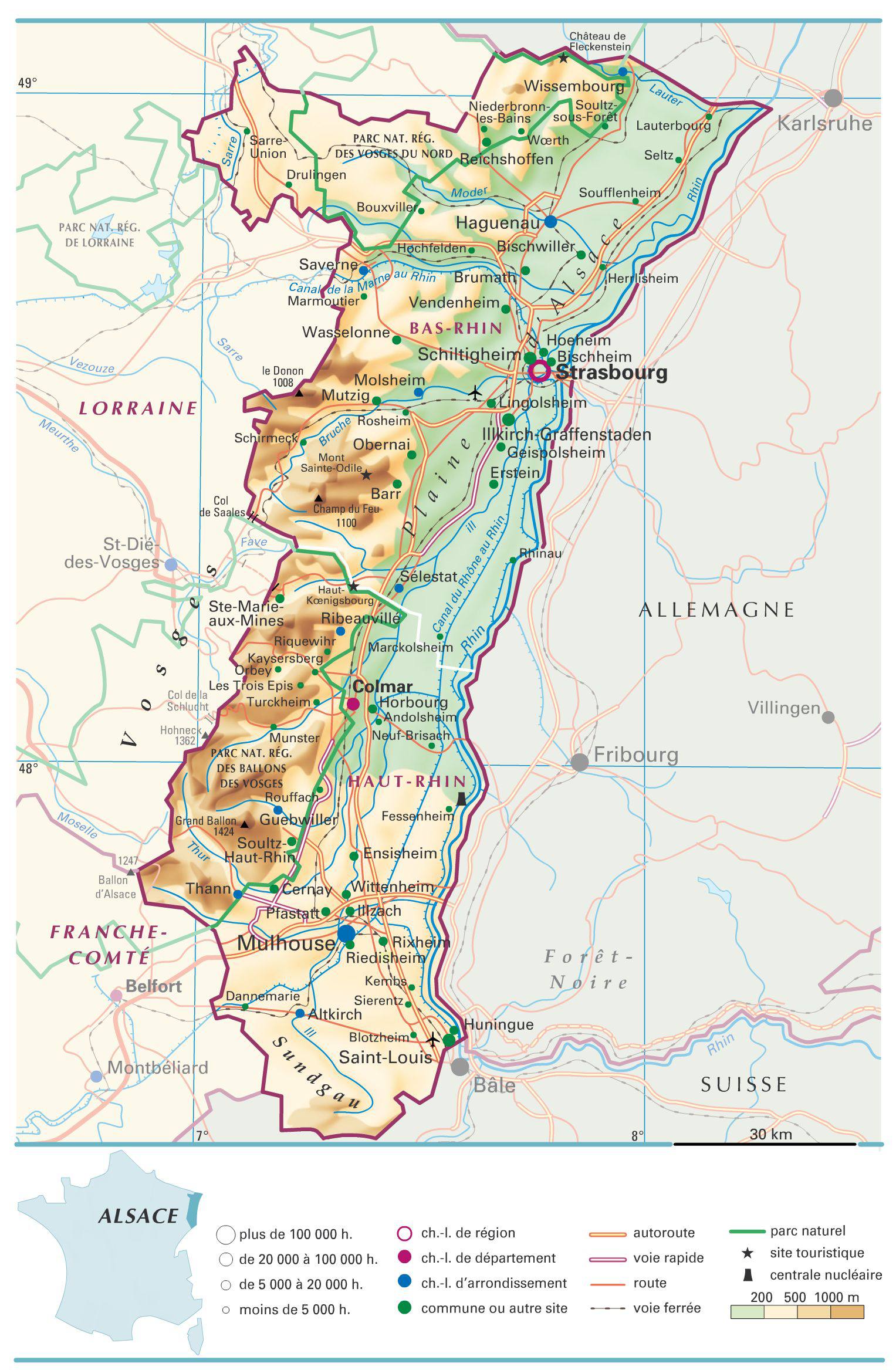 Carte de l'Alsace - Des cartes sur cette région de l'Est de la France