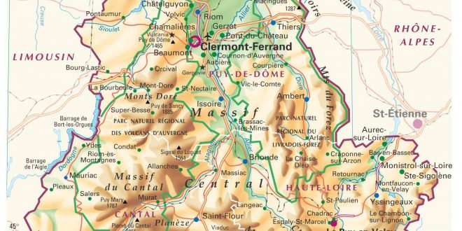 Carte de l'Auvergne - Plusieurs cartes de la région du centre de la France