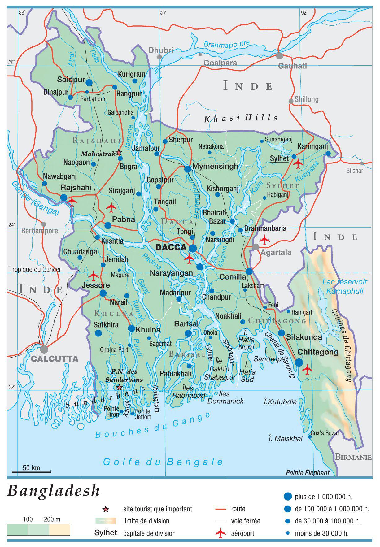 Carte du Bangladesh Carte du Bangladesh