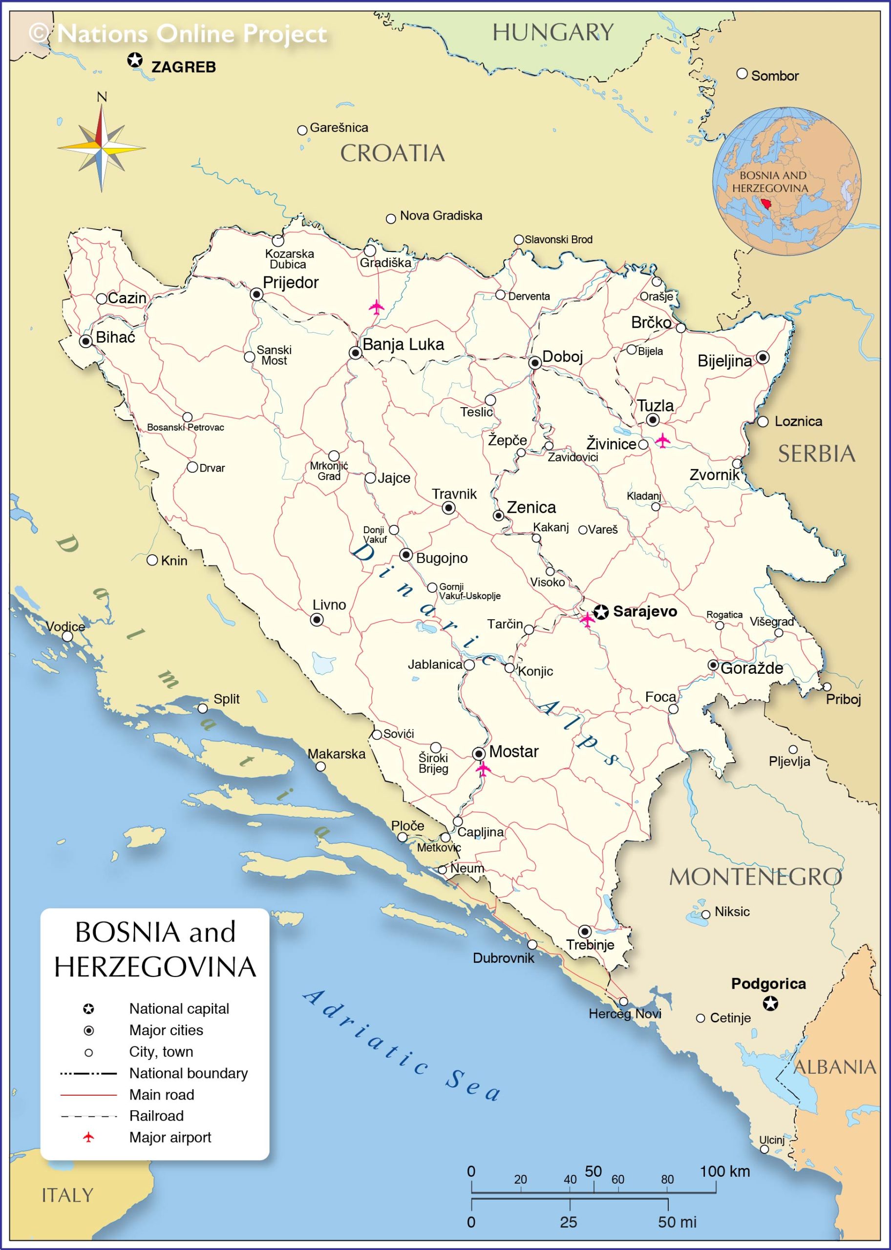 bosnie carte europe Carte De La Bosnie Herzegovine Plusieurs Cartes Du Pays Des Balkans bosnie carte europe